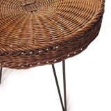 Woven rattan tripod table