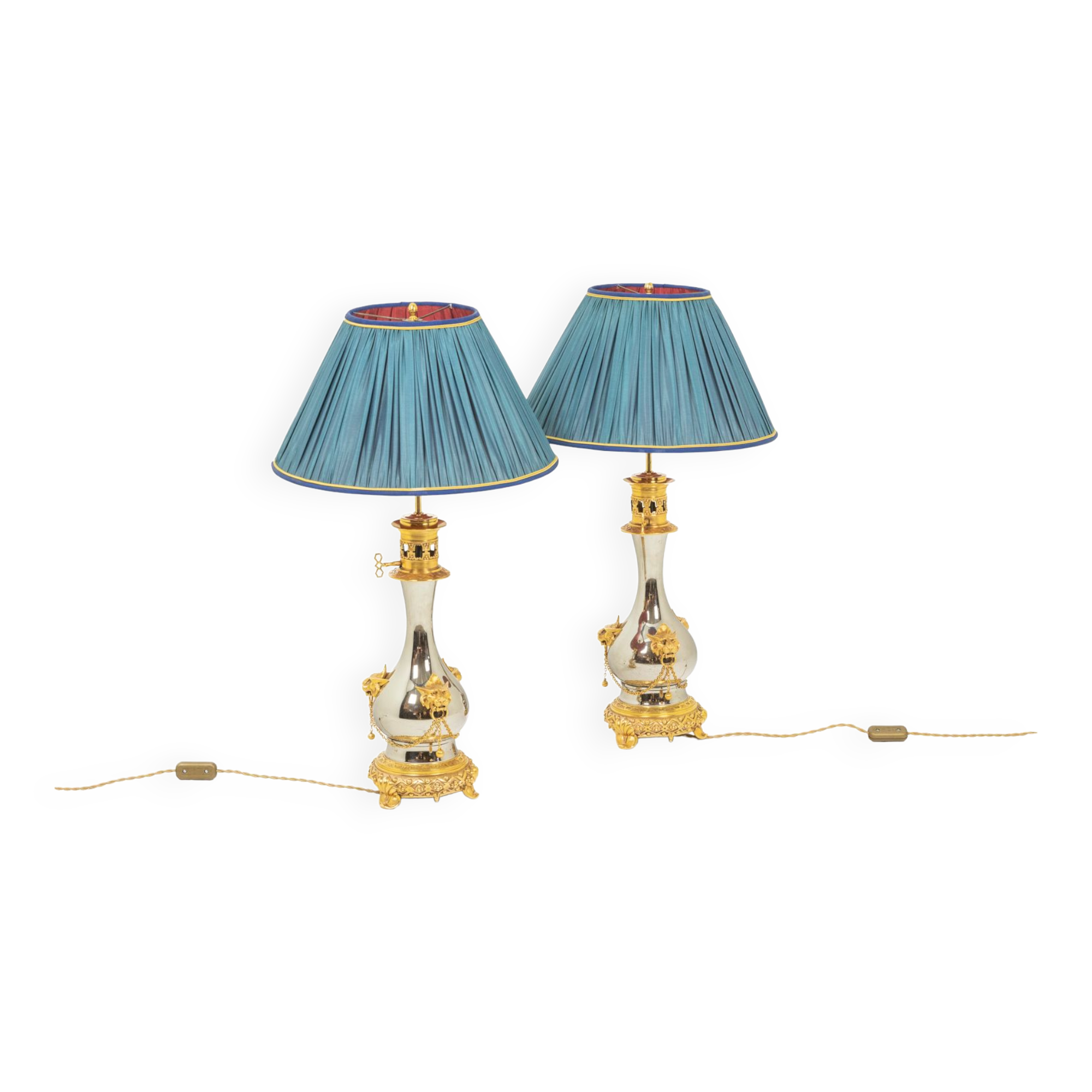 Pair of lamps in metal and bronze circa 1880