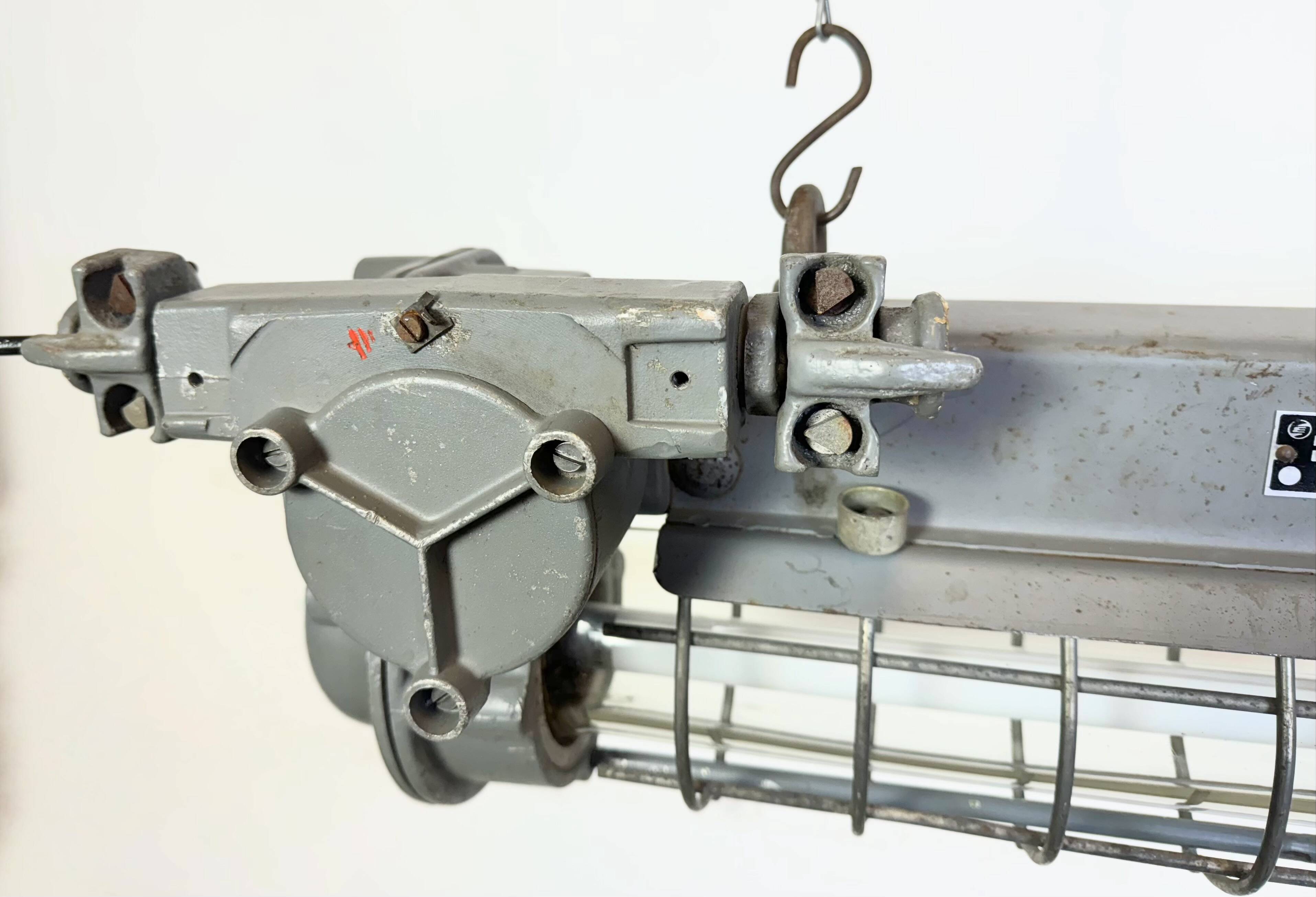 Grey Industrial Hanging Tube Light from Elektrosvit, 1970s