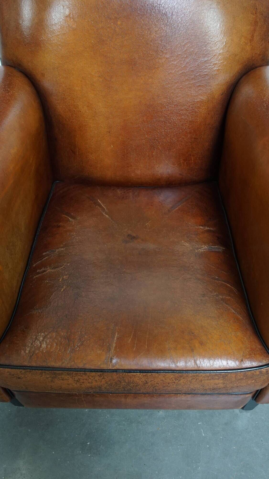 Set of 2 Vintage Sheepskin Leather Design Chairs