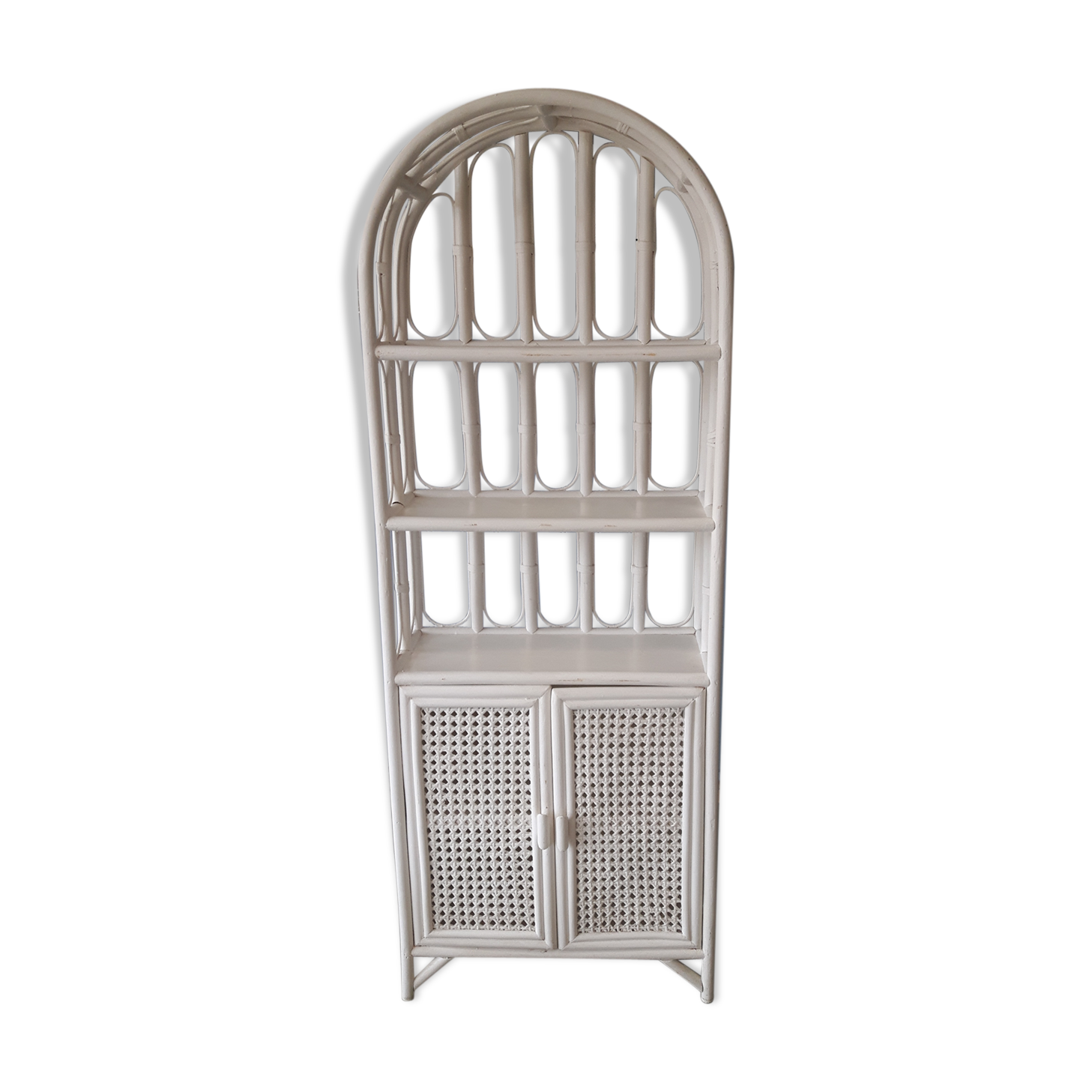 White rattan library.