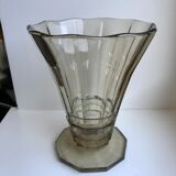 vase in molded and blown smoked glass Made in Belgium 60s-70s