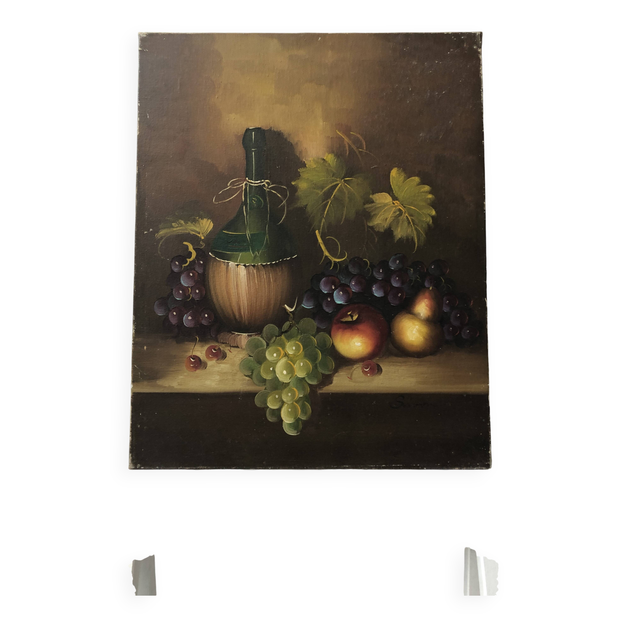 Still life painting with fruits