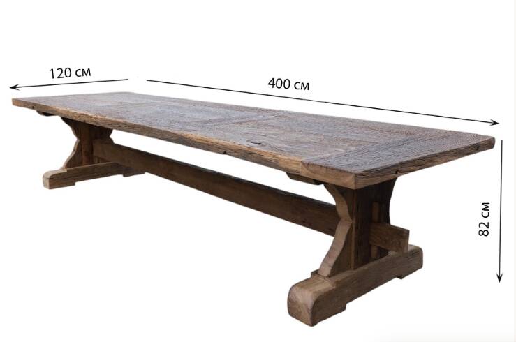 400 × 120 Reclaimed Oak Dining Table : Rustic Barn Wood, Handmade