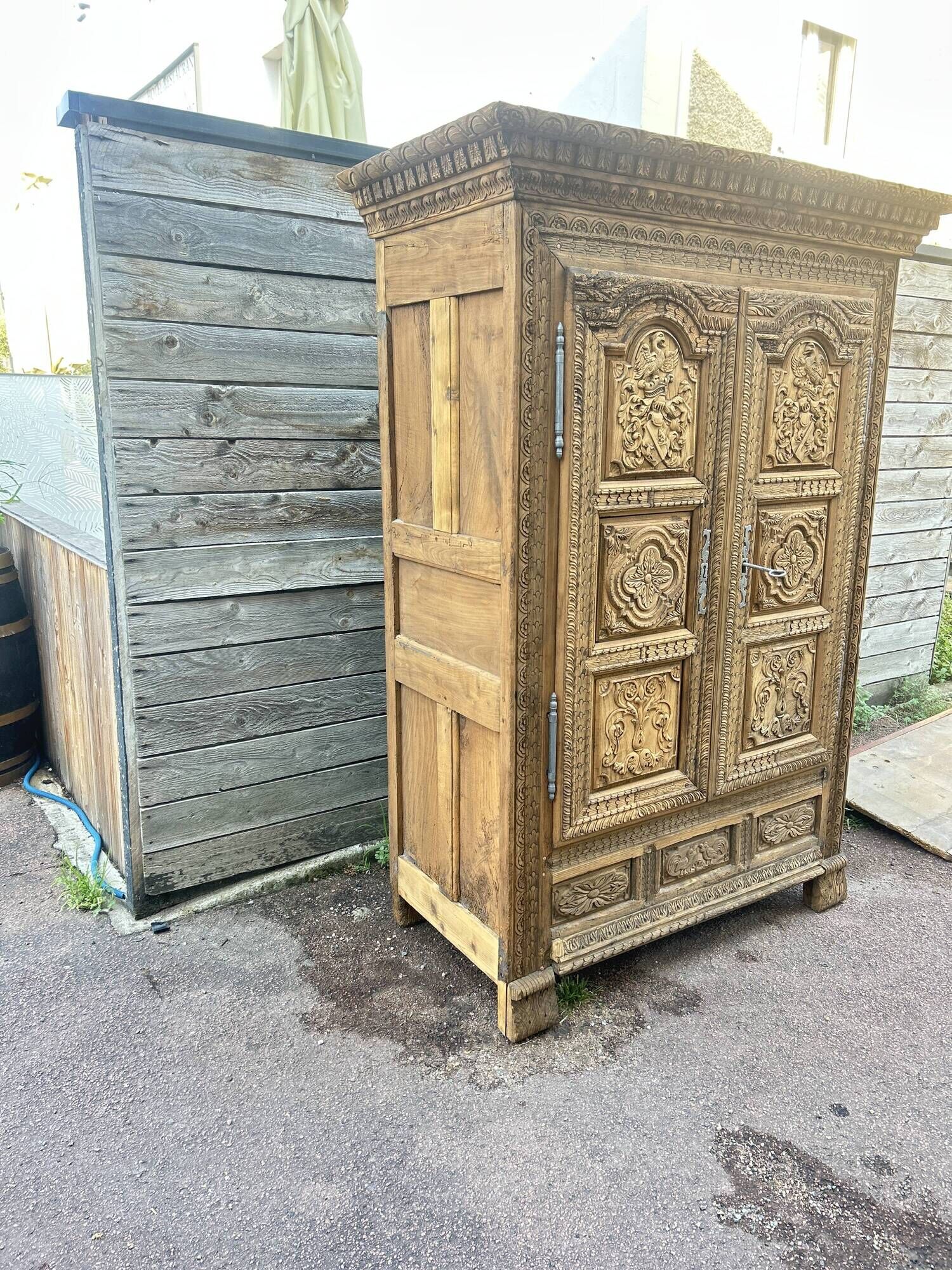 Louis XIV Style wardrobe, two doors, in oak