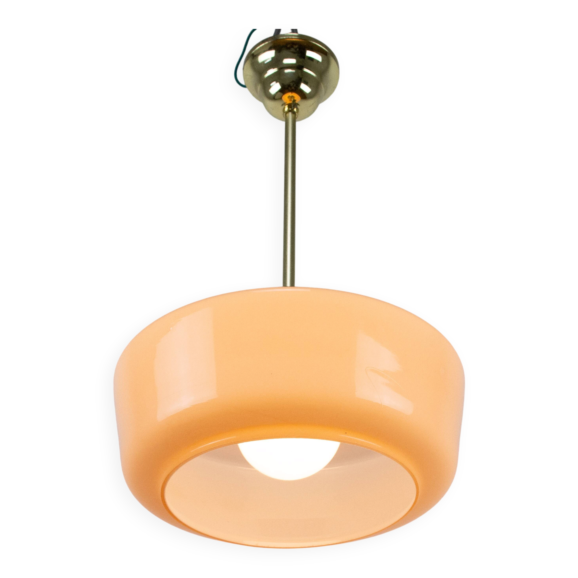 Vintage Mid-Century Modern Rose Glass Pendant Lamp