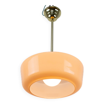 Vintage Mid-Century Modern Rose Glass Pendant Lamp