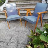 Pair of bridge armchairs with compass feet