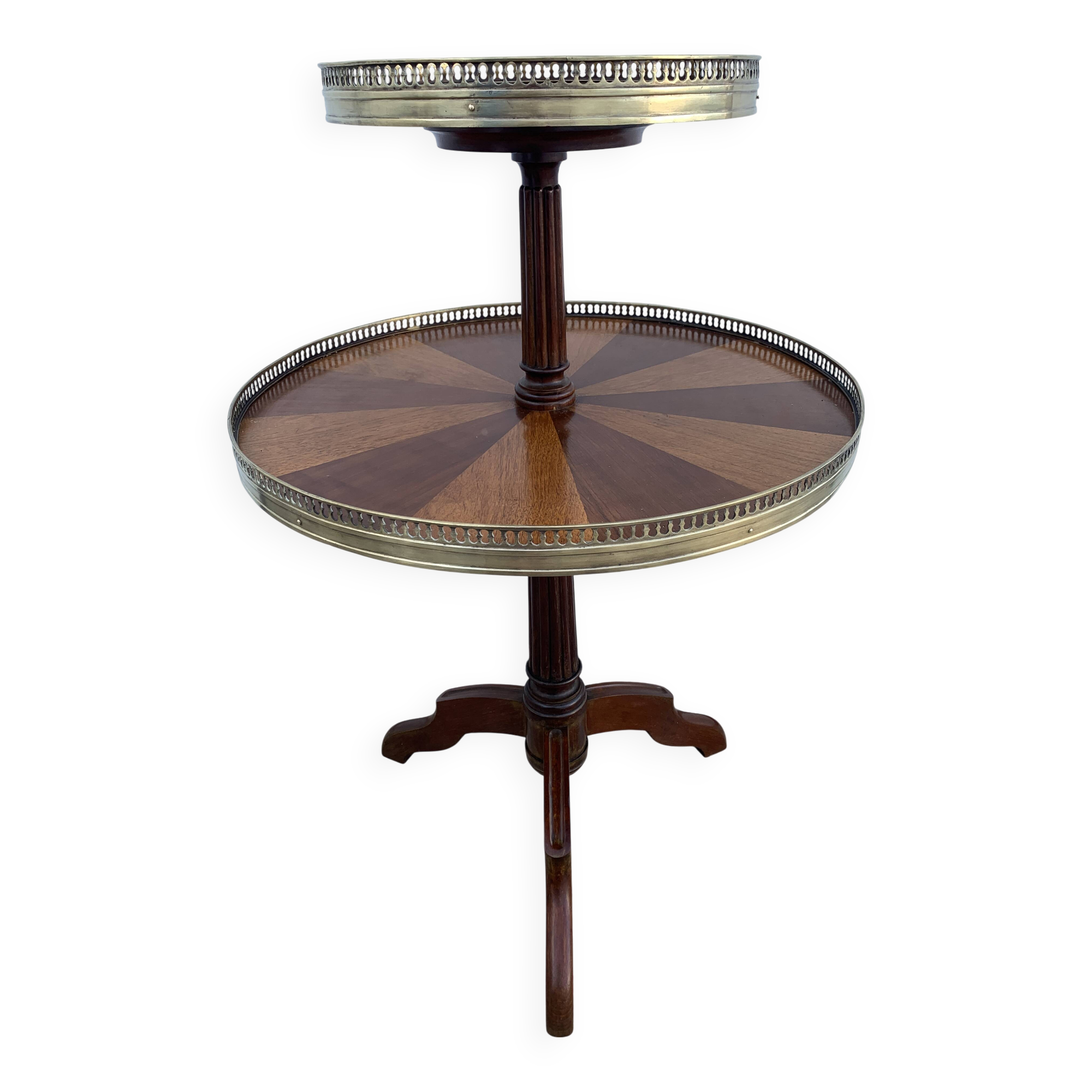 Late 19th century tripod pedestal table in wood marquetry