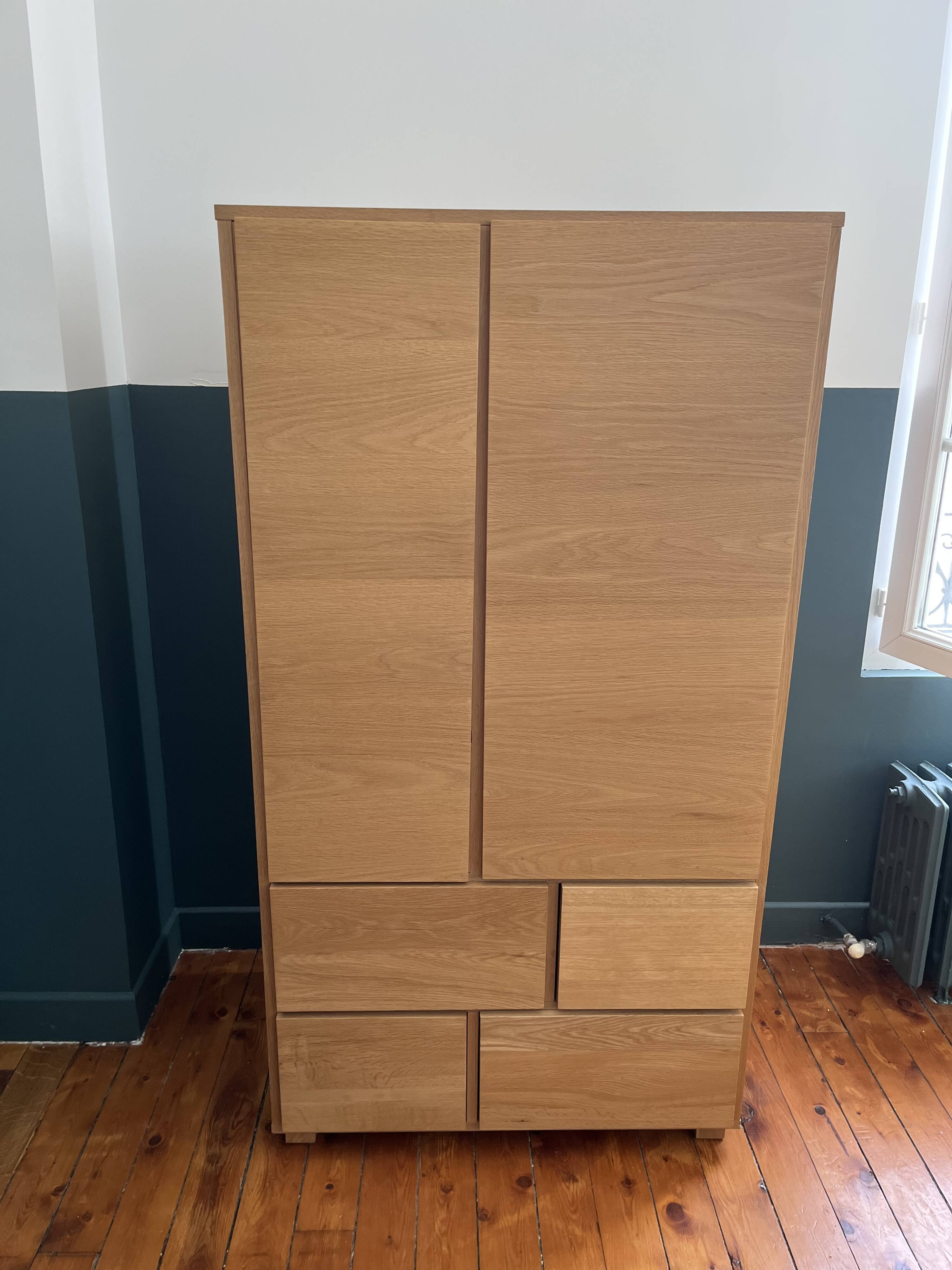 Natural solid oak children's wardrobe