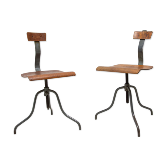 Paire de chaises de bureau réglables industrielles, années 1960