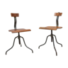 Pair of industrial adjustable desk chairs, 1960