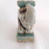 Elephant statue Polychrome ceramic sculpture signed