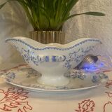 Mozart pattern earthenware gravy boat stamped Sarreguemines