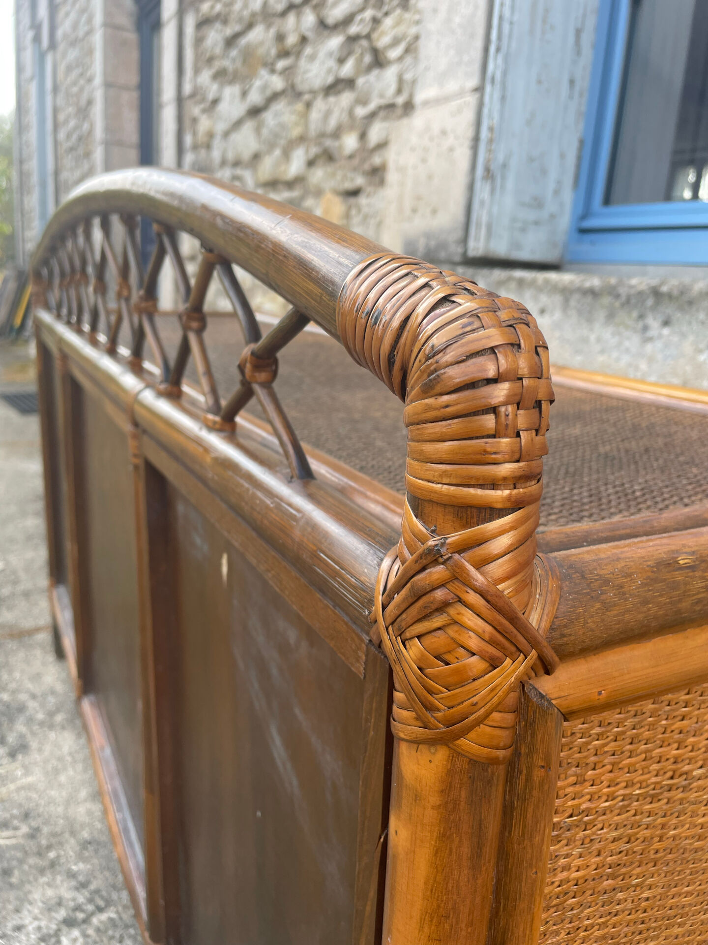Vintage bamboo and rattan desk – 1960s-70s
