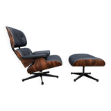 Vitra Eames Lounge Chair XL + Ottoman, Black leather & Santos Rosewood