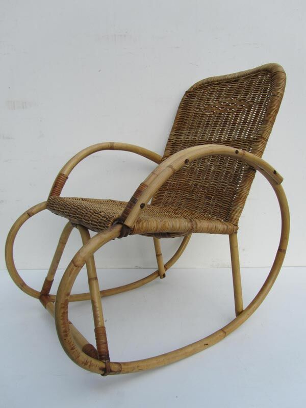 Cute kids 60/70 years rattan rocking chair
