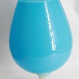 Large blue and white opaline vase