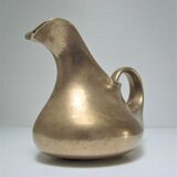 Stylized sculptural solid brass vase with handle