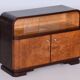 Czech Art Deco Cabinet in Oak, Maple and Glass, 1930s