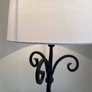 Lampe fer forgé, câble tissu 2M, abat-jour coton