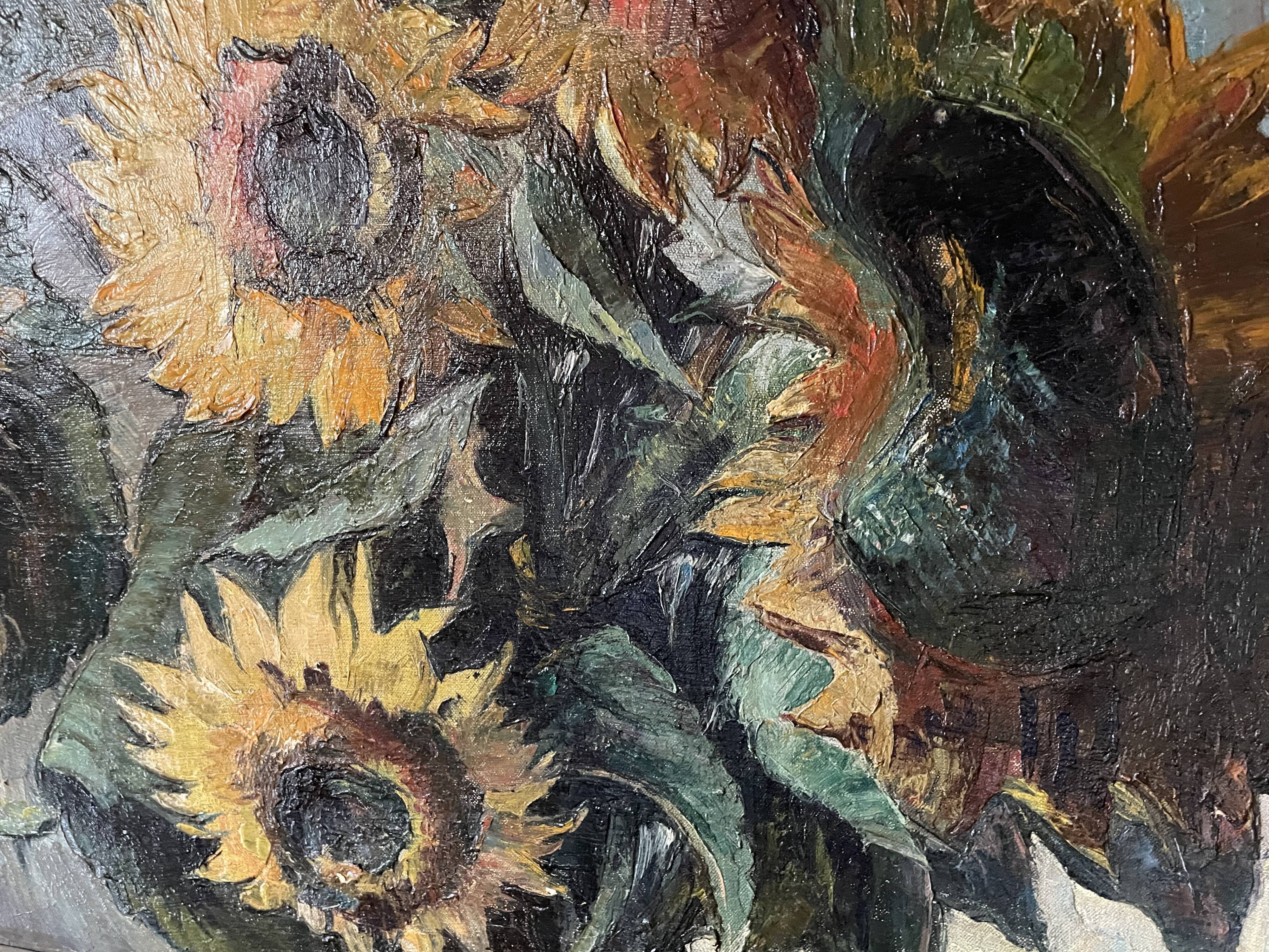 "Sunflowers" Oil on canvas signed