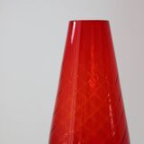 Large vintage twisted red glass vase