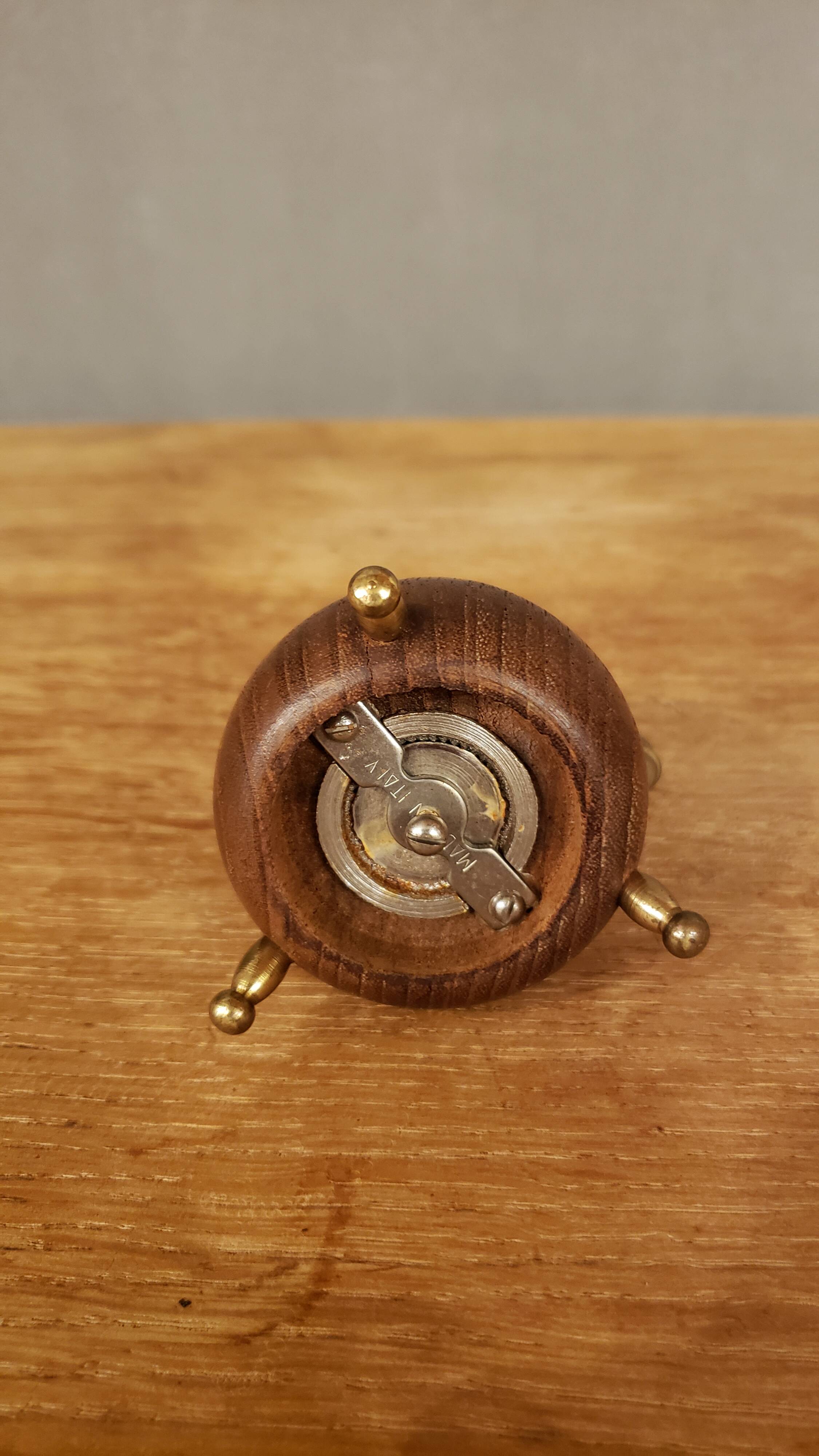 Wood and brass pepper mill Italy 1960