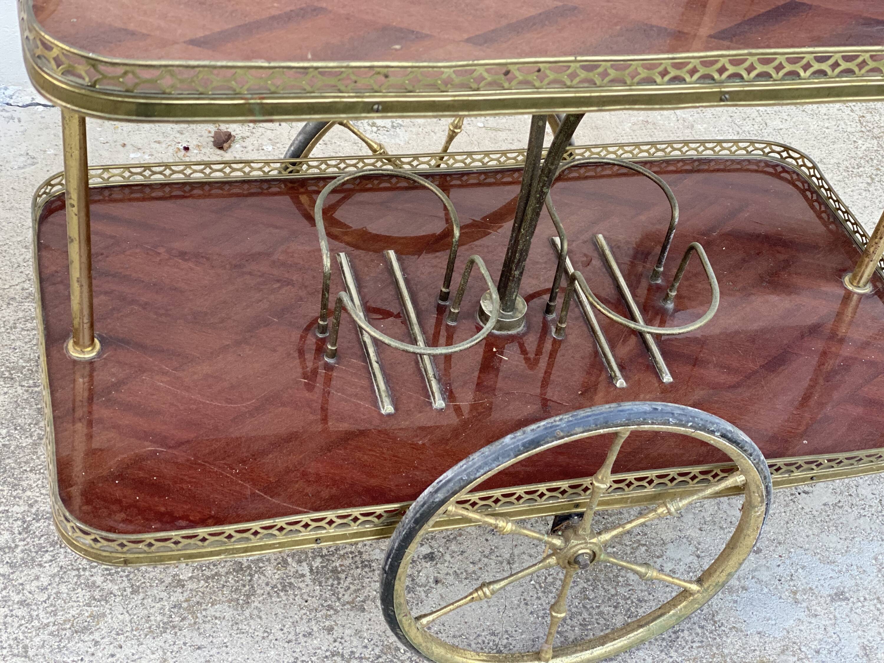 Table desserte à roulettes bar vintage 1950