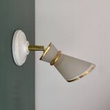 Vintage tulip wall light in white and gold frosted glass