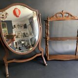 Wall shelf with pediment, in turned Napoleon III wood