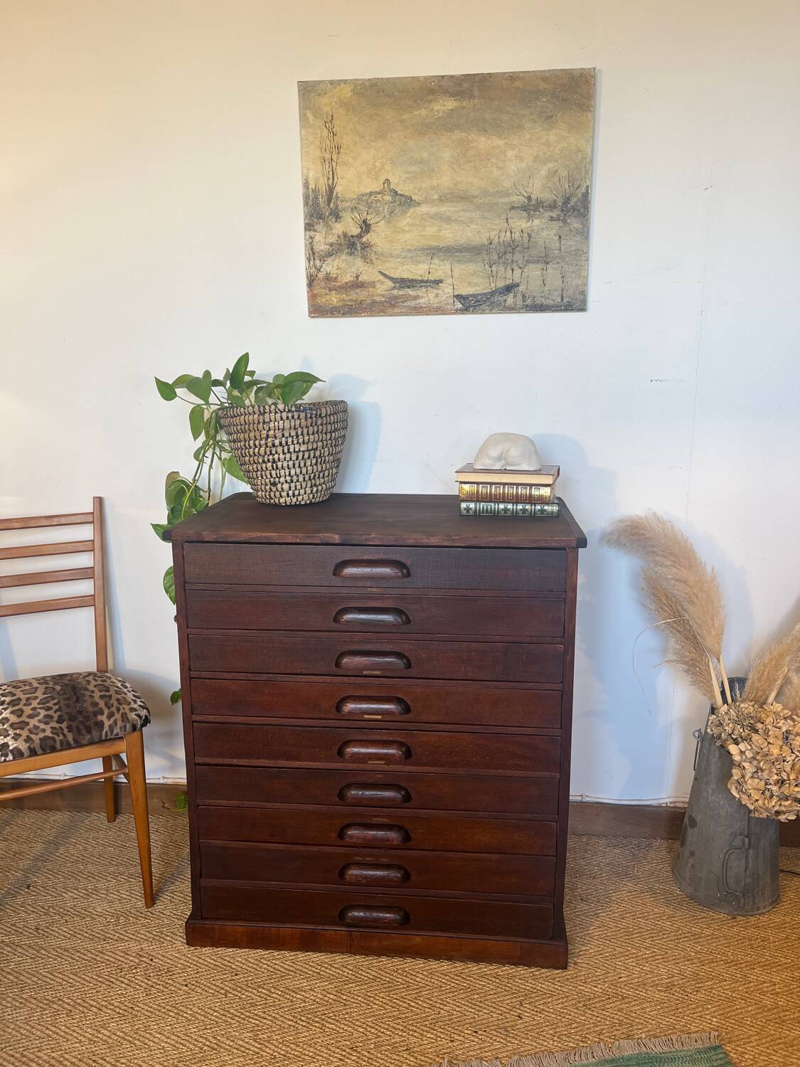 Vintage wooden architect's professional furniture