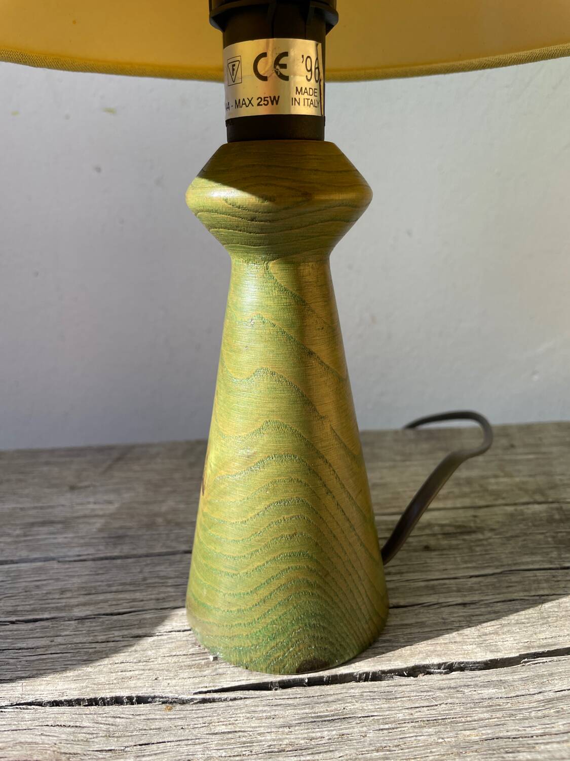 Italian green turned wood lamp, 1980