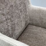 Pair of pearl grey and taupe velvet armchairs, italy