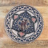Vintage Hand Painted Tunisian Decorative Plate With Camel, Ornate Stoneware