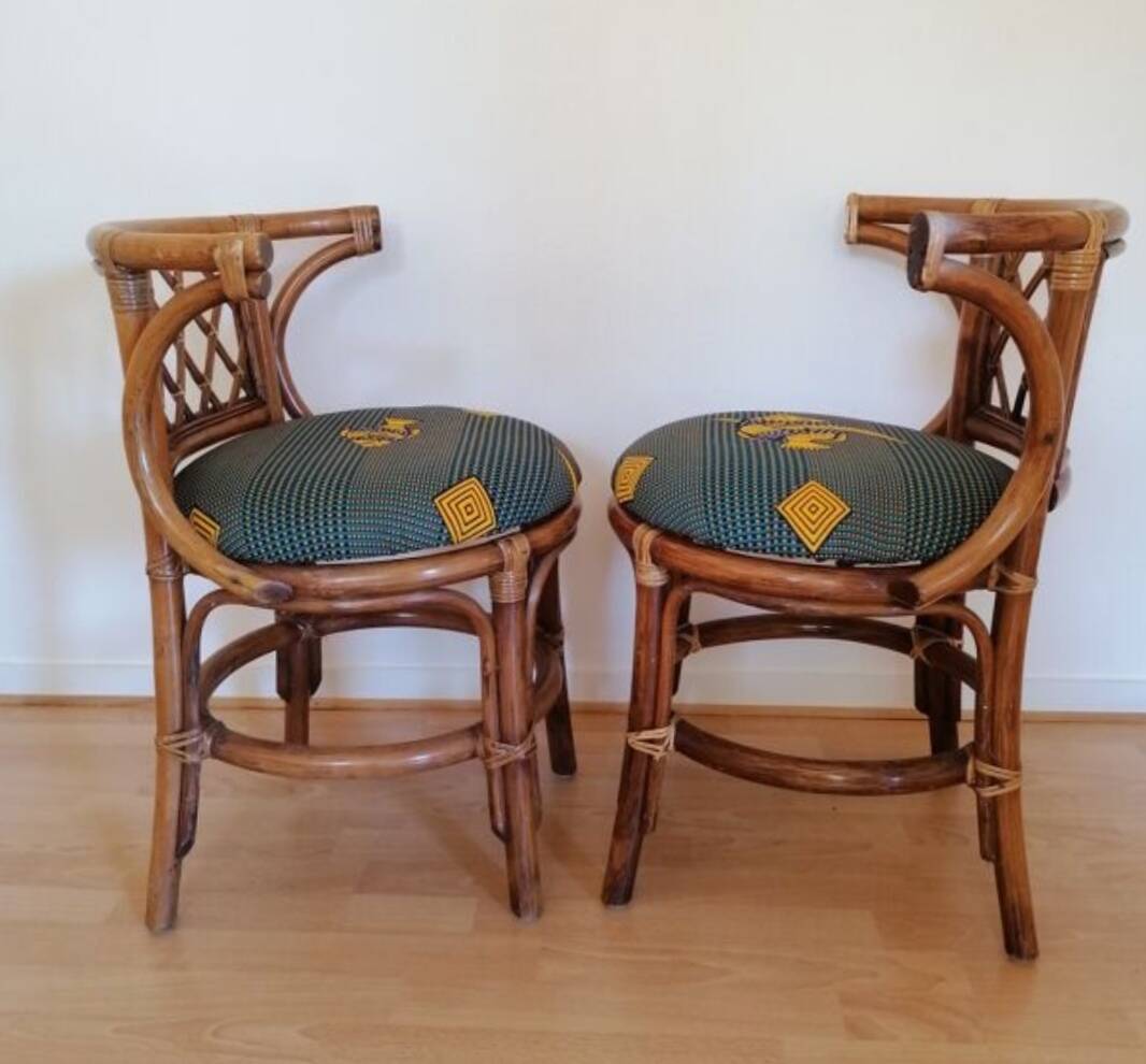 Salon de jardin en rotin console et deux fauteuils