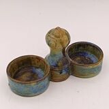 Glazed stoneware salt cellar signed Jean Maubrou.