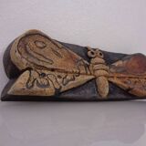 Studio ceramic butterfly wall plaque by Gerhard Liebenthron, Germany, 1982.