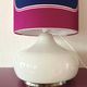 Violetta furniture lamp H80 D30cm - white opaline and vintage 70s fabric