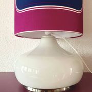 Violetta furniture lamp H80 D30cm - white opaline and vintage 70s fabric
