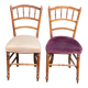 2 Napoleon III chairs in solid wood and velvet fabric
