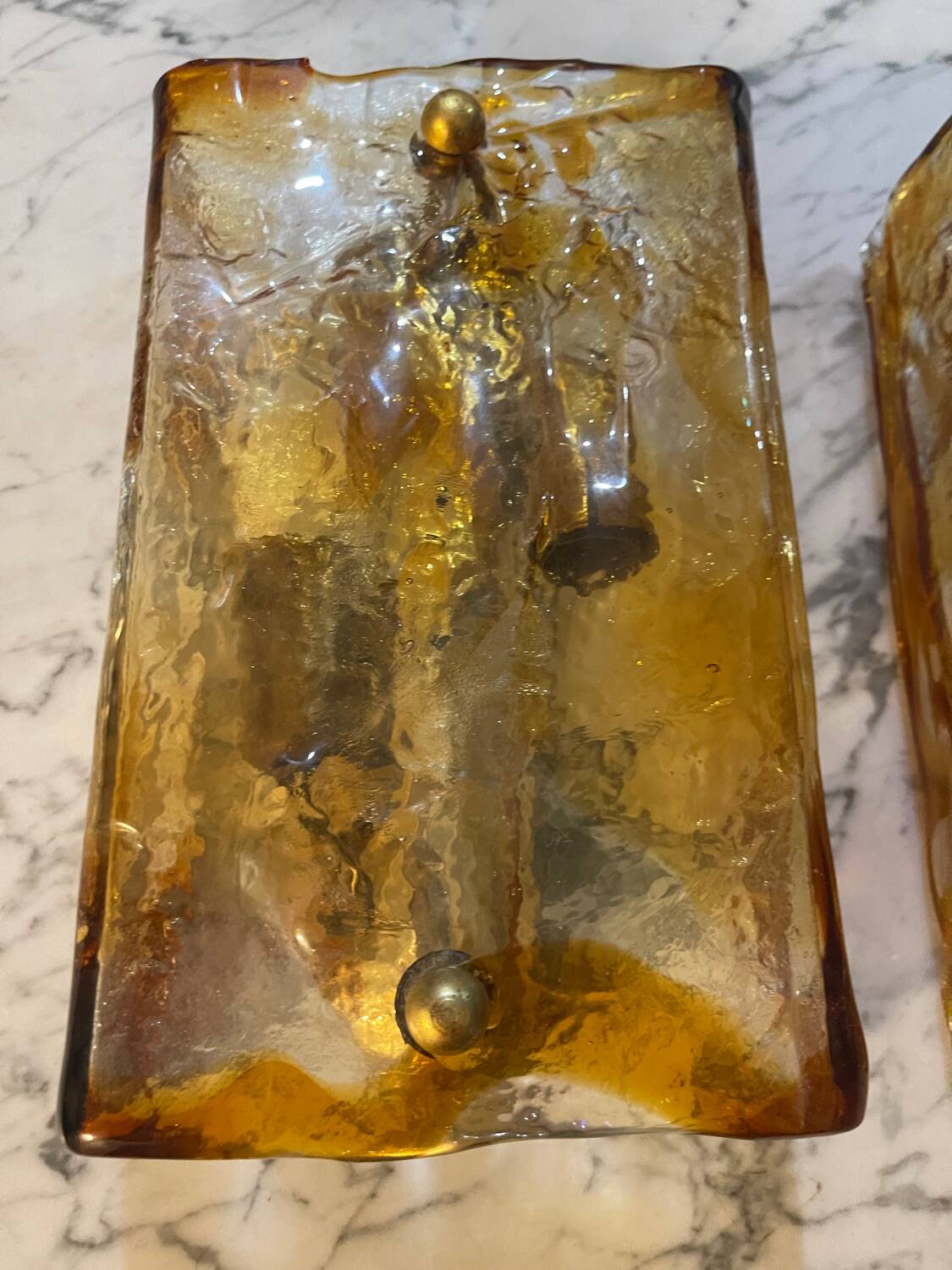 Mazzega two-tone glass wall sconces, Italy 1970