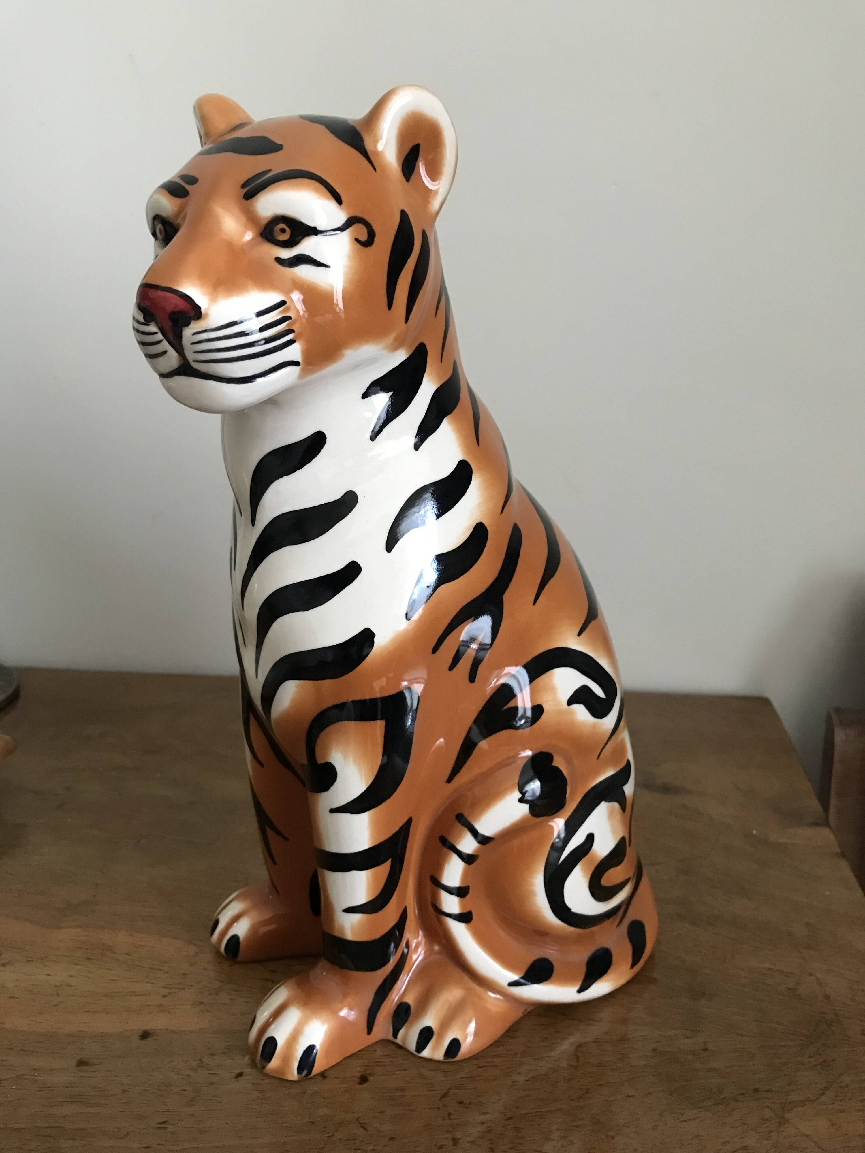 Glazed ceramic tiger 1970