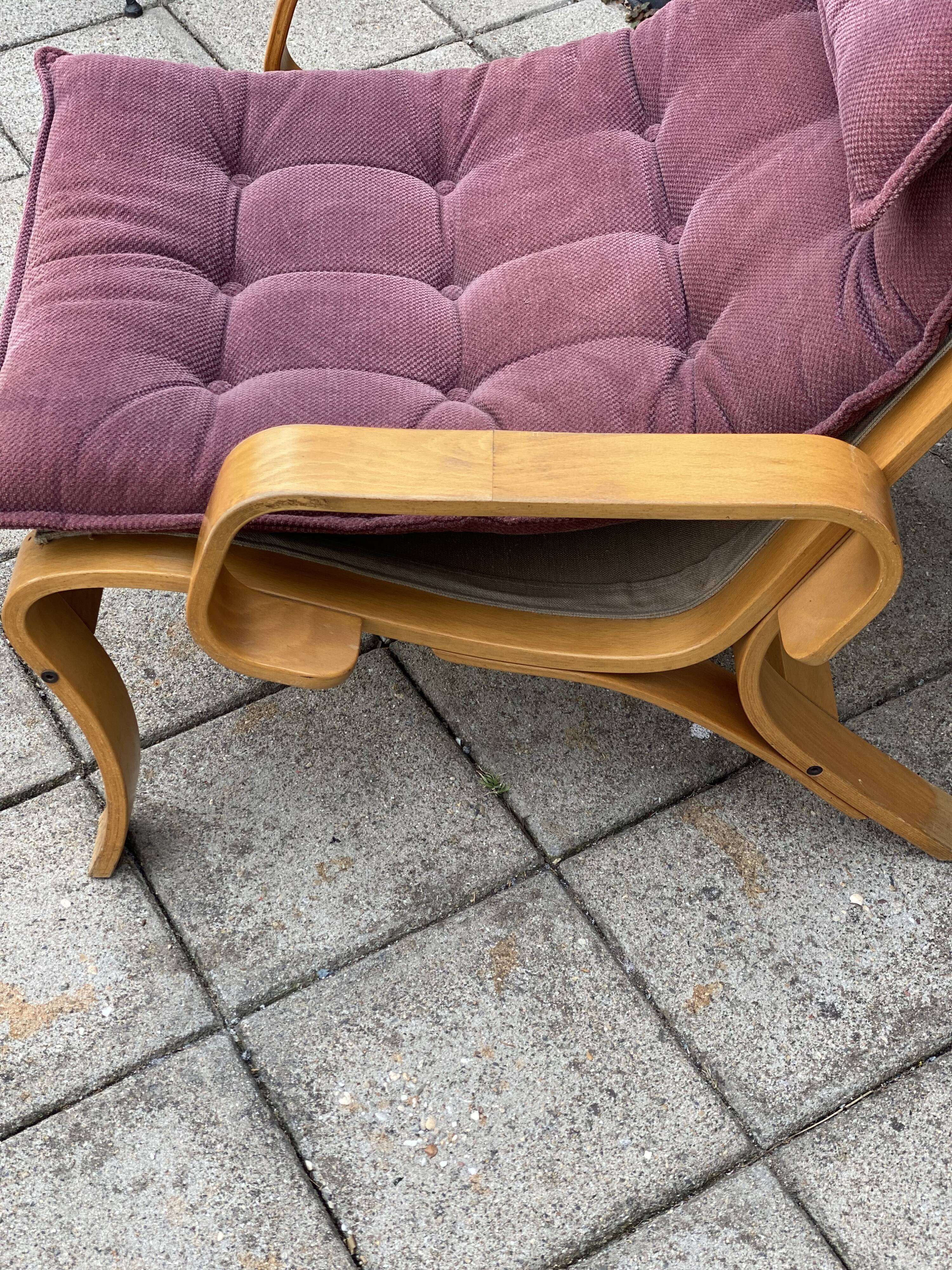 Vintage Swedish Bent Wood Lounge Chair