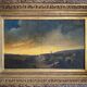 19th Century Romantic Painting "Solitary Shepherd at Dusk" Oil on Canvas + Frame
