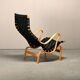 Fauteuil et pouf Bruno Mathsson Pernilla en bois de hêtre et sangles