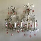 Pairs of Murano crystal wall lamps 1940