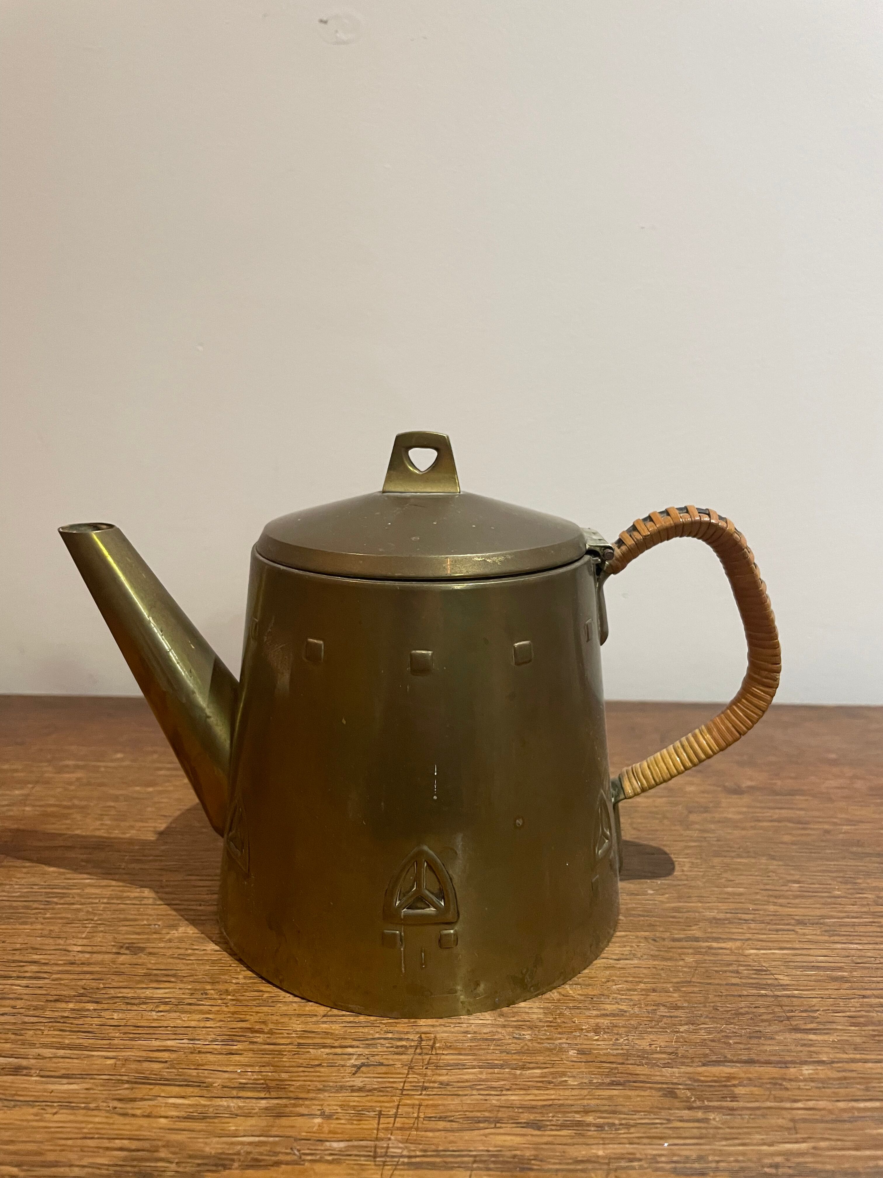 Jugendstil brass teapot