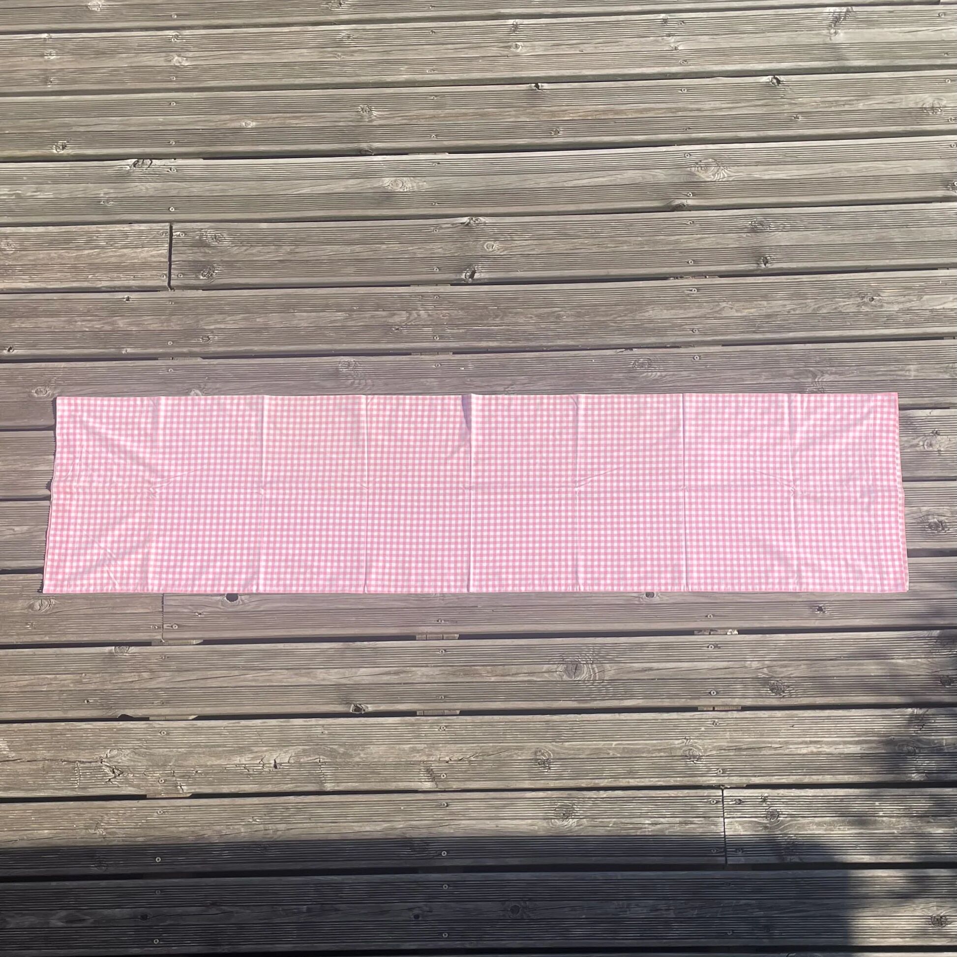 Pink checked cotton bolster cover