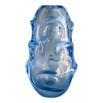 Mid-Century Modern Crystal Vase in Pale Blue by Börne Augustsson, Åseda